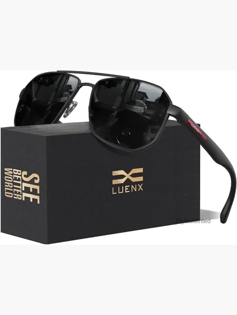 Square Polarized Aviator Sunglasses for Men UV400 Protection Driving Outdoor